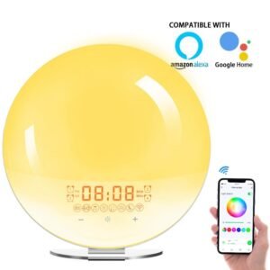 Smart WiFi sunrise alarm clock with app control and 7-color light