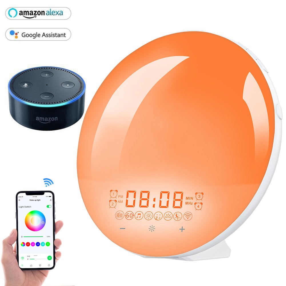 Wake Up Light work with Google and Alexa, Sunrise Simulation for Sleep