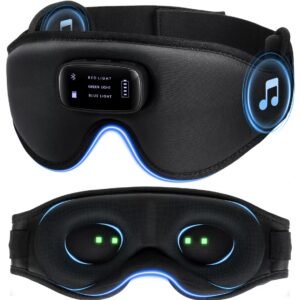 Wholesale 3D contoured light therapy bluetooth sleep mask with 3-color LED ambiance