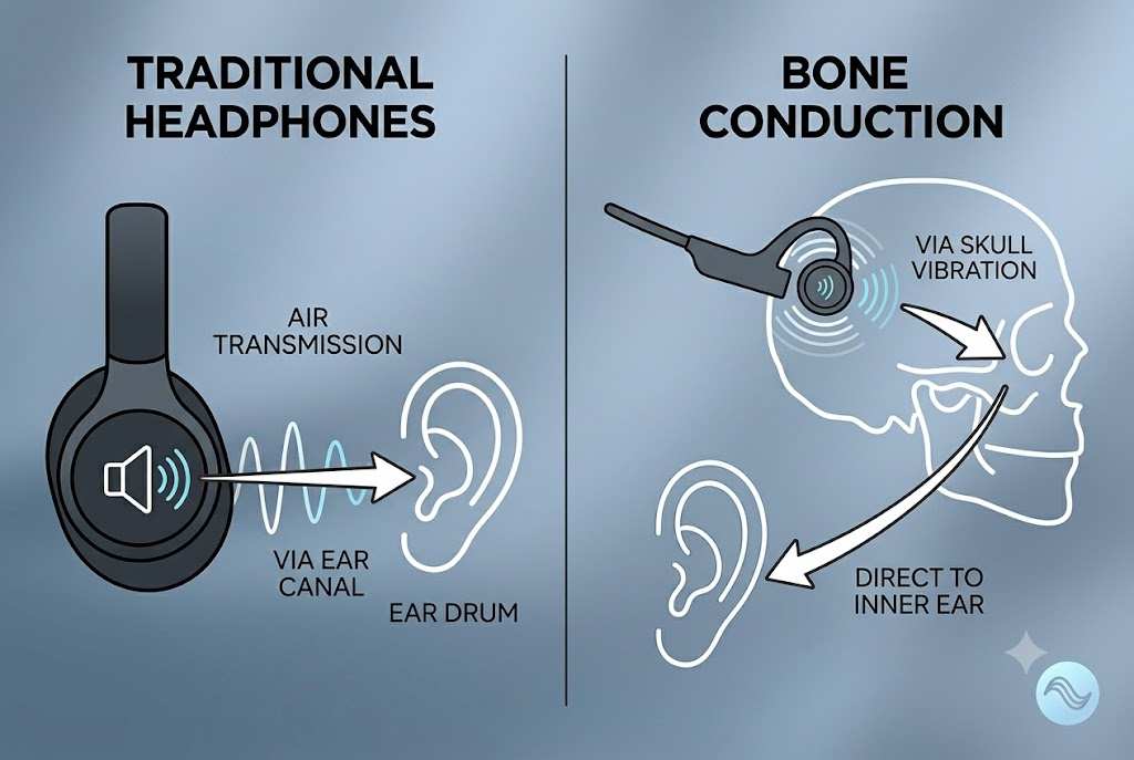bone conduction speaker vibration diagram how it works vs regular headphones