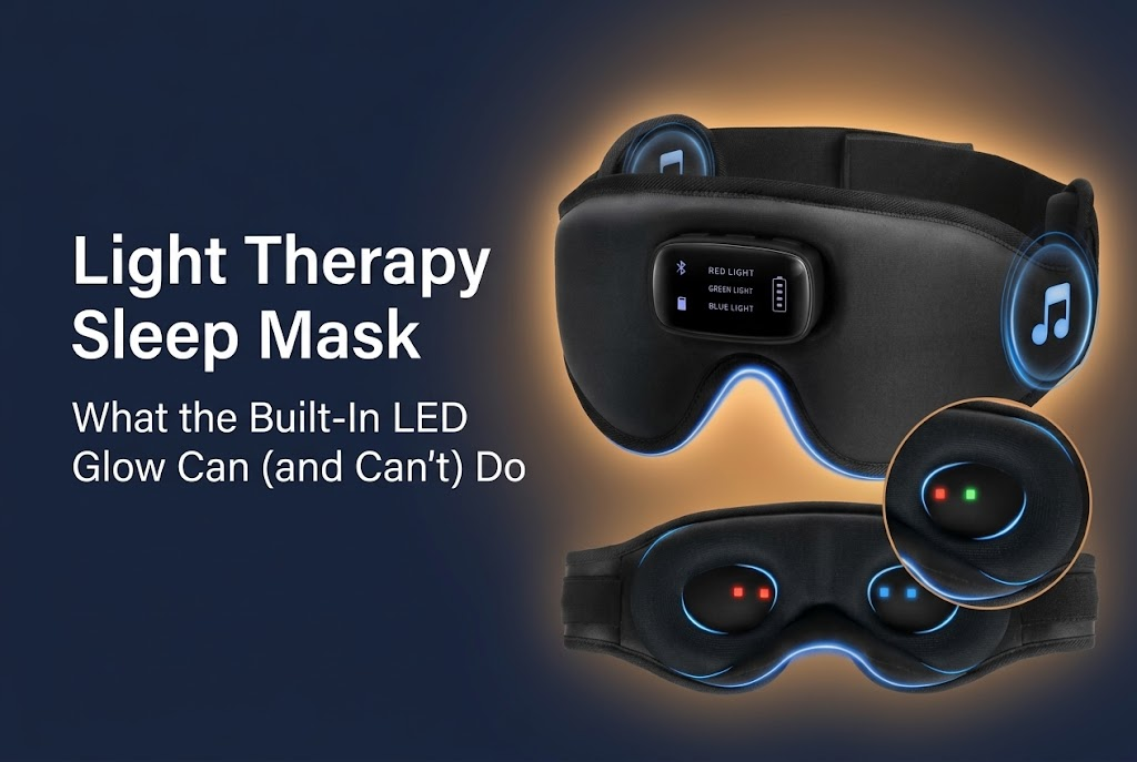 light therapy sleep mask with built-in LED lights guide