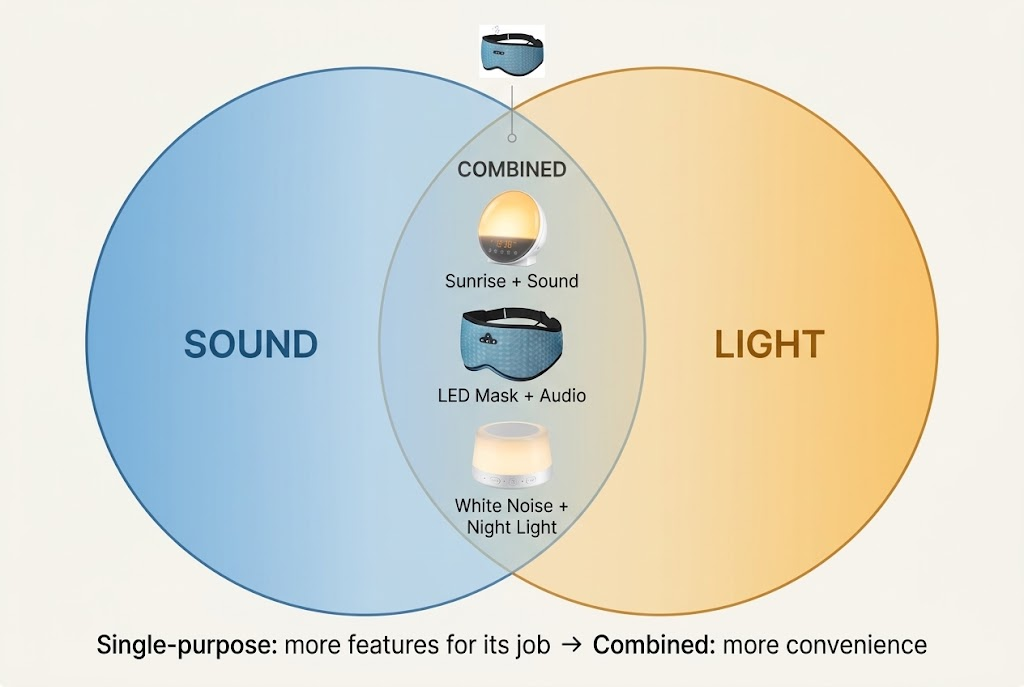light and sound sleep aids combination chart bedtime and wake-up routine
