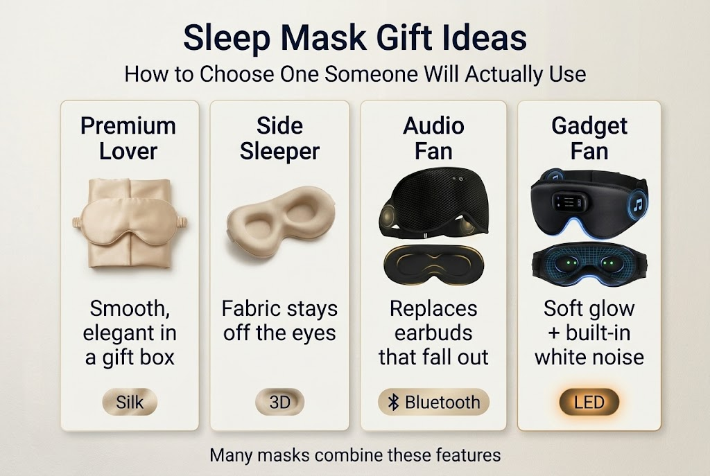 sleep mask gift guide match mask type to recipient chart